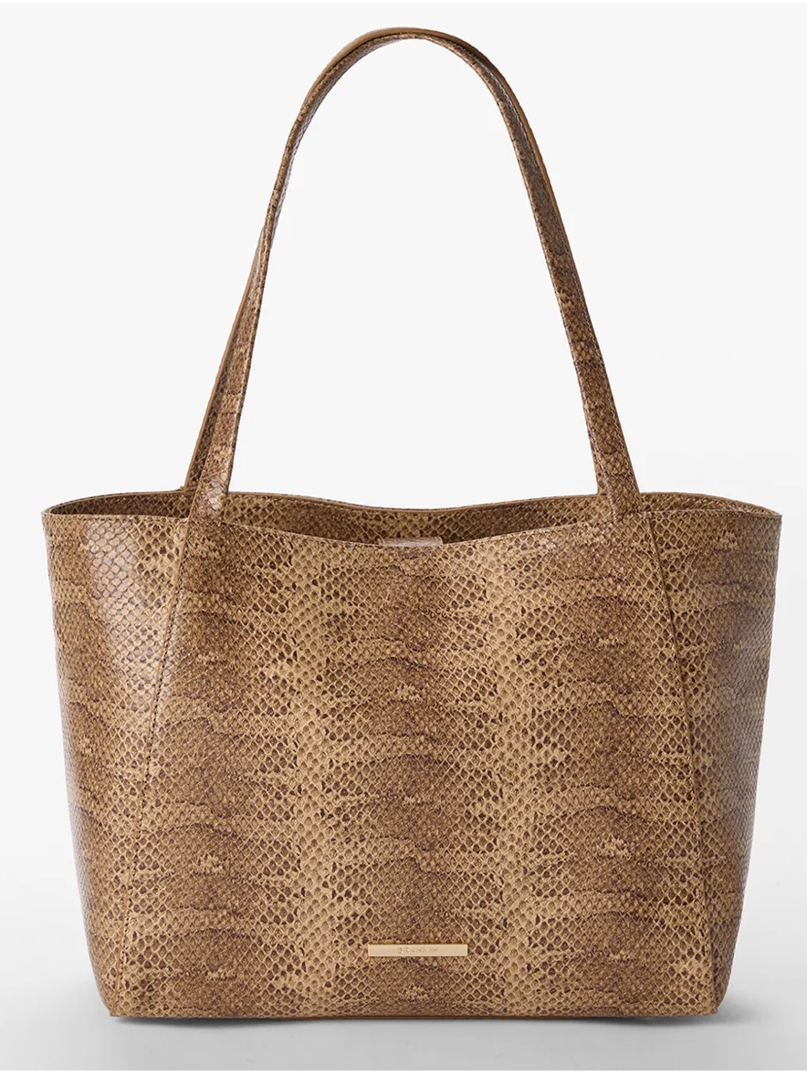 Brahmin Mona Light Pecan Bonaire Genuine Leather Tote Large, Nwt